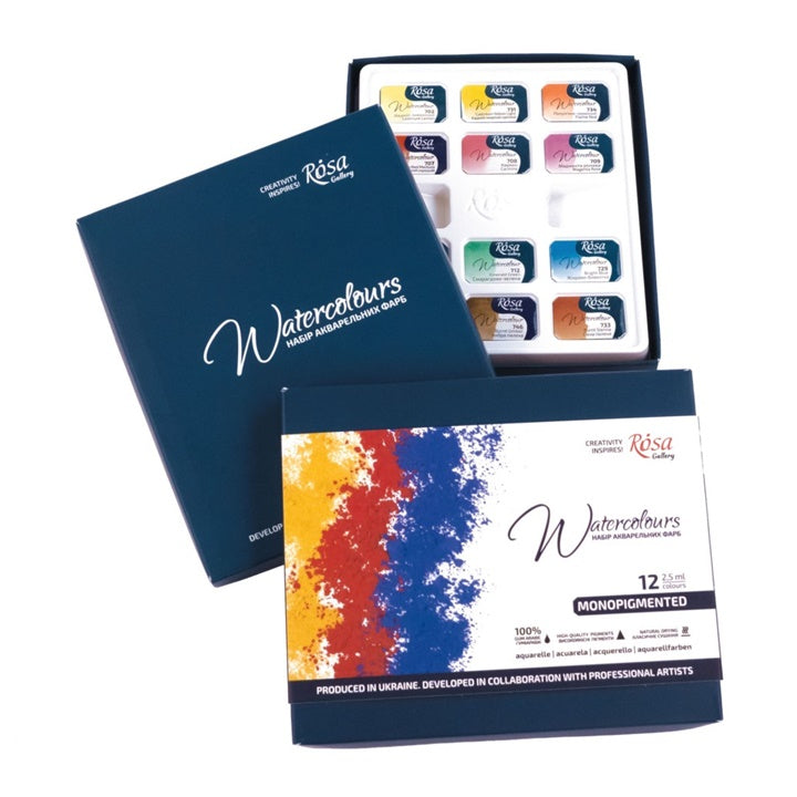 ROSA Gallery Farby akwarelowe monopigmentowe 12x2,5 ml | Artmie