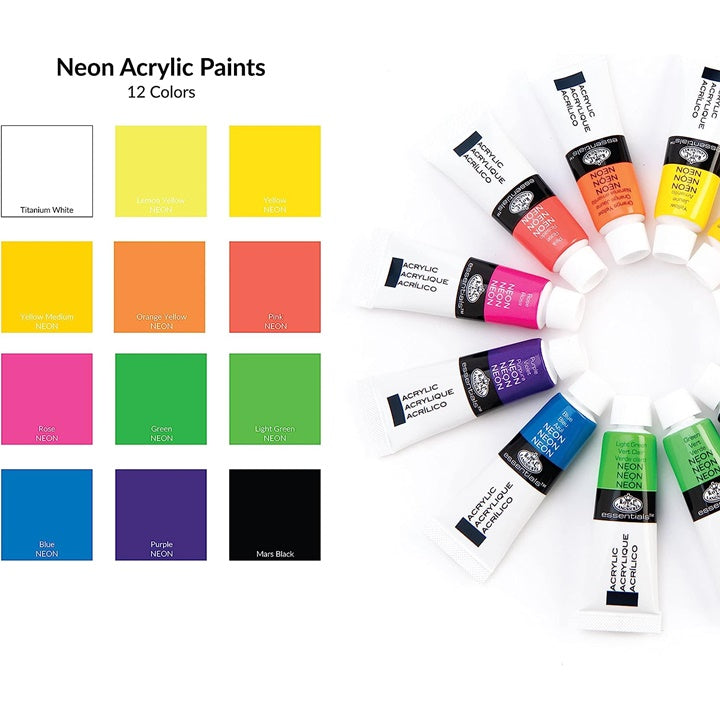 Royal &amp; Langnickel Neon Acrylic Paints 12 x 12 ml | Artmie