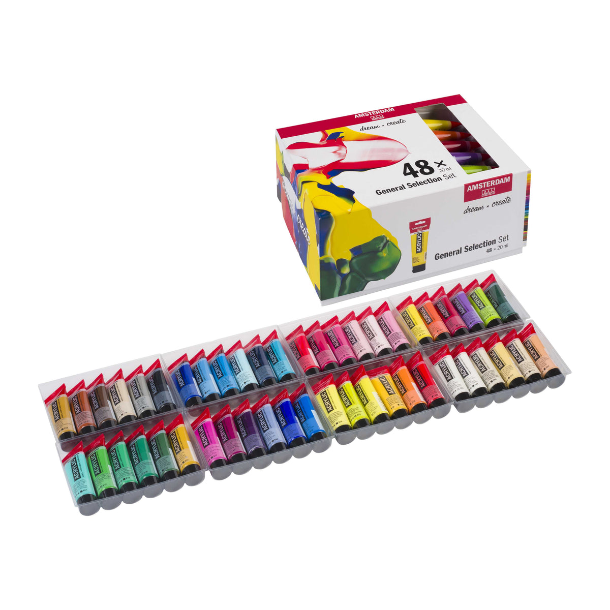 ROYAL TALENS Amsterdam zestaw farb akrylowych General Selection 48 x 20 ml