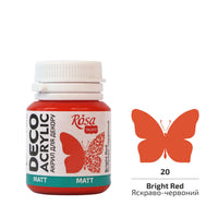 Akryl do dekoracji, MATT, 20 ml, ROSA TALENT – Bright Red mat