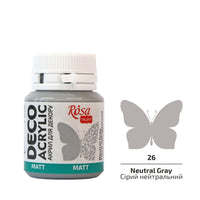 Akryl do dekoracji, MATT, 20 ml, ROSA TALENT – Neutral Gray mat