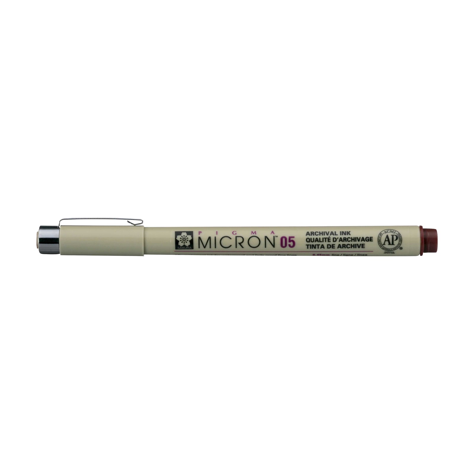 Cienkopisy Sakura Pigma Micron 05 0,45 mm – zestaw 6 kolorów – Bordowy