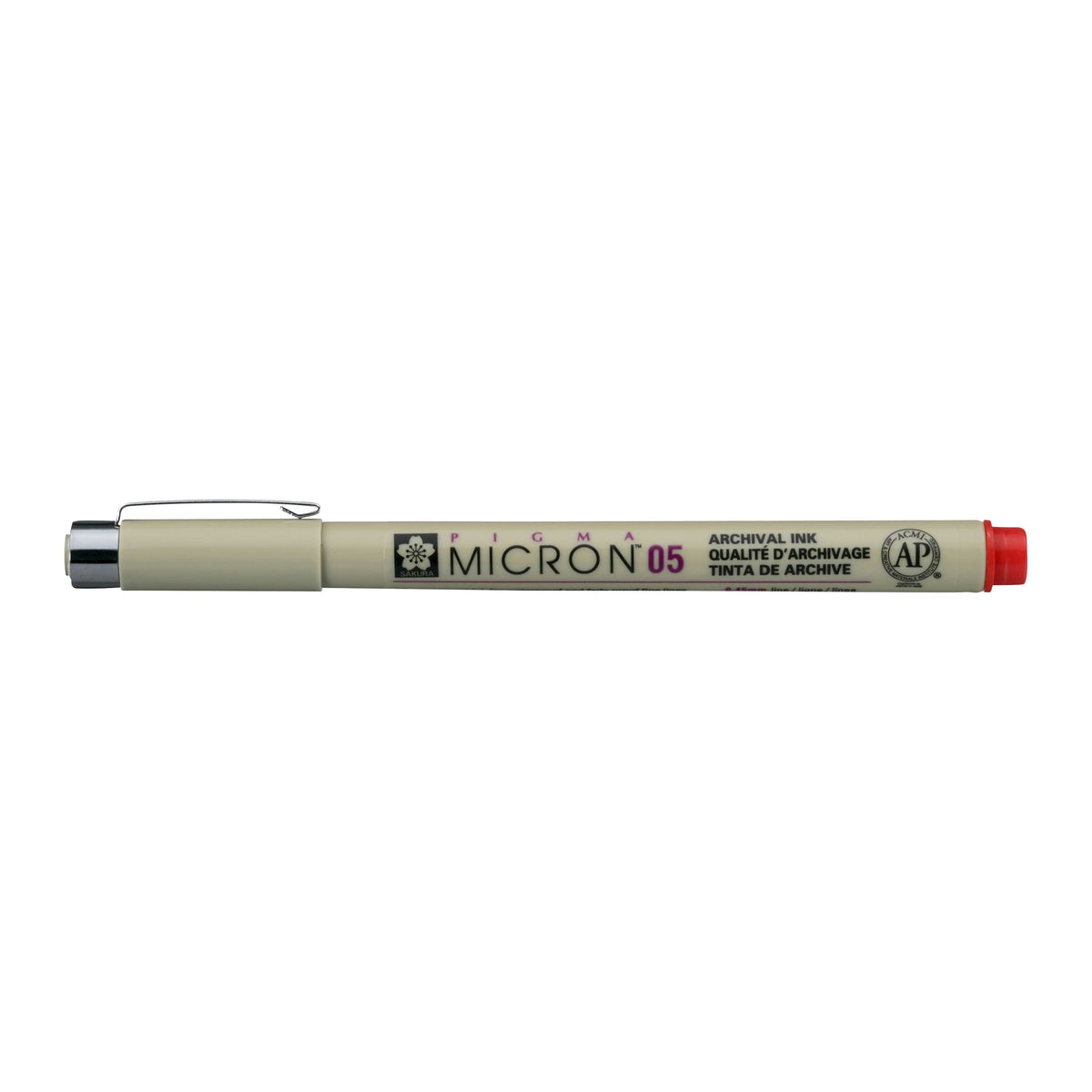 Cienkopisy Sakura Pigma Micron 05 0,45 mm – zestaw 6 kolorów – Czerwony