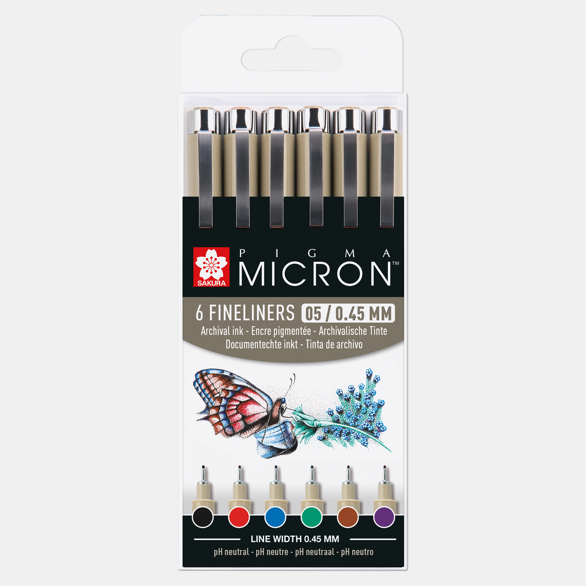 Cienkopisy Sakura Pigma Micron 05 0,45 mm – zestaw 6 kolorów