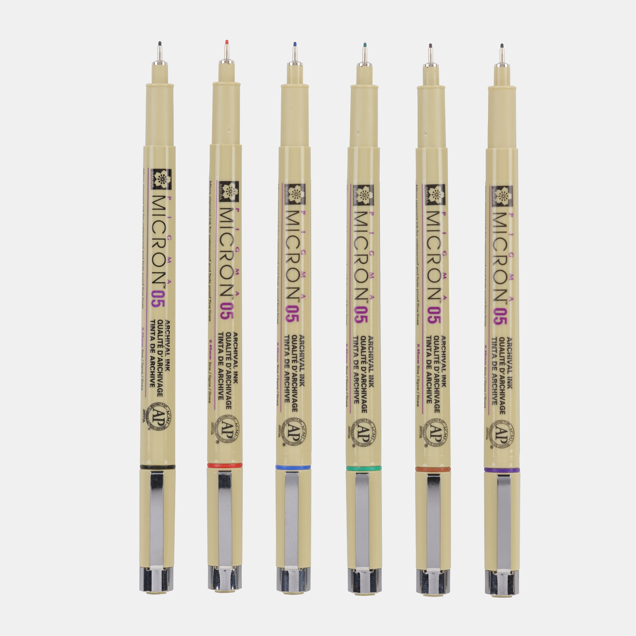 Cienkopisy Sakura Pigma Micron 05 0,45 mm – zestaw 6 kolorów