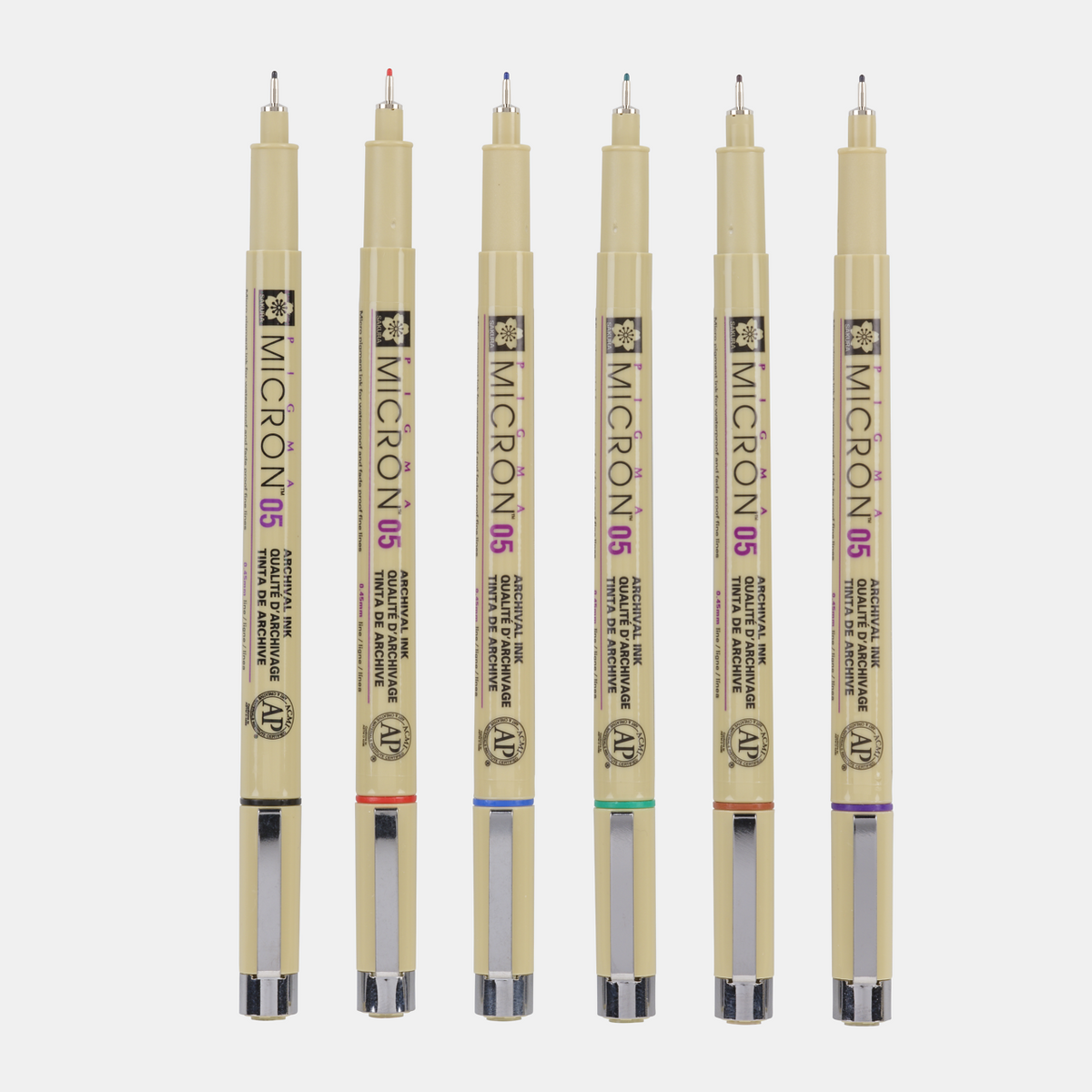 Cienkopisy Sakura Pigma Micron 05 0,45 mm – zestaw 6 kolorów