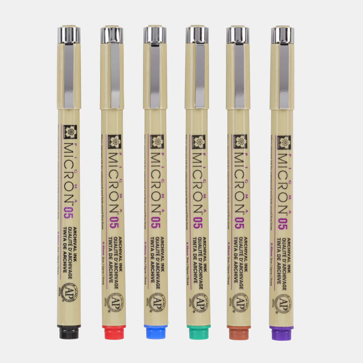 Cienkopisy Sakura Pigma Micron 05 0,45 mm – zestaw 6 kolorów