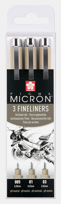Sakura Pigma Micron zestaw cienkopisów Design 3 szt. – 0,20 / 0,25 / 0,30 mm, czarne