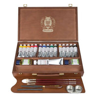 Schmincke MUSSINI drewniana kaseta z farbami 15 x 35 ml i bielą 150 ml