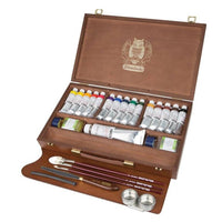 Schmincke MUSSINI drewniana kaseta z farbami 15 x 35 ml i bielą 150 ml