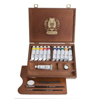 Drewniana kasetka z farbami olejnymi Schmincke NORMA Professional 11 x 35 ml + akcesoria