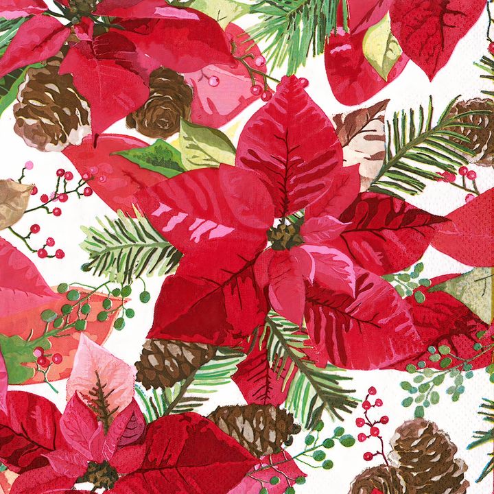 Serwetki do decoupage Gwiazda betlejemska i szyszki - 1 szt. | Artmie
