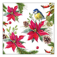 Serwetki do Decoupage - Bird on Poinsettia / 1 szt | Artmie