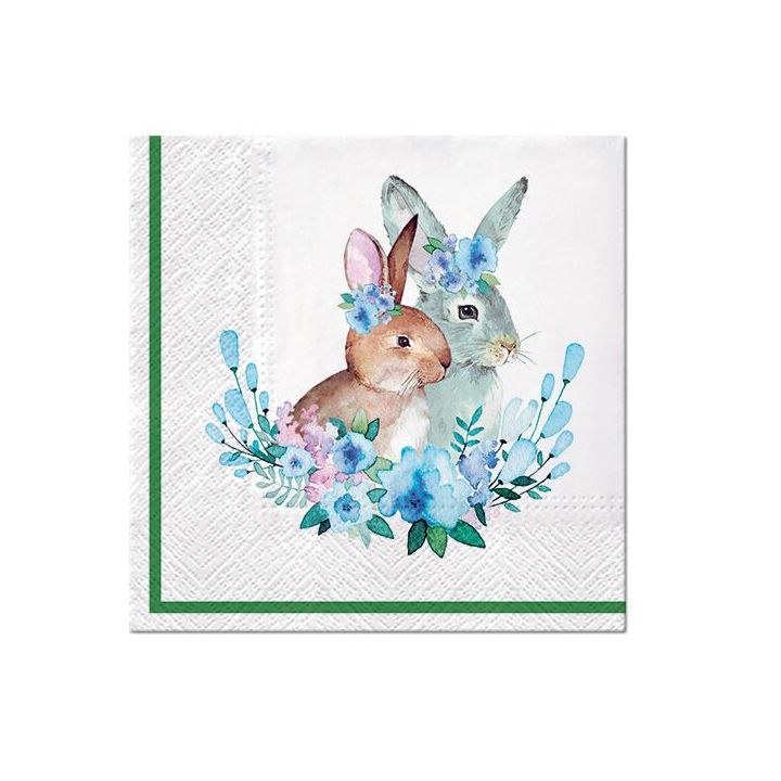 Serwetki do decoupage - Bunnies with Wreaths  - 1szt. | Artmie