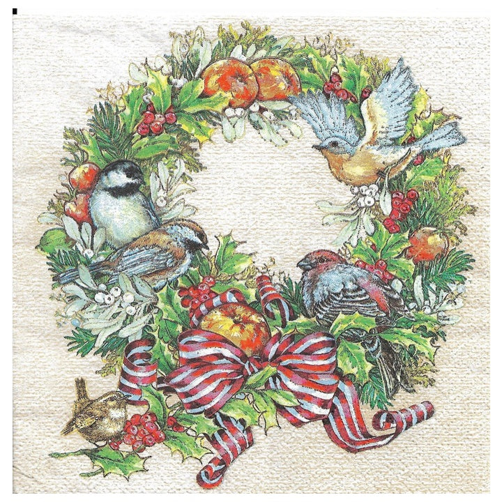 Serwetki do Decoupage - Christmas Wreath with Birds / 1 szt | Artmie