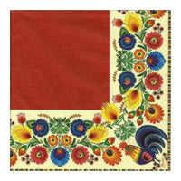Serwetki do Decoupage -  Folk Cocks Red & Cream- 1 szt | Artmie