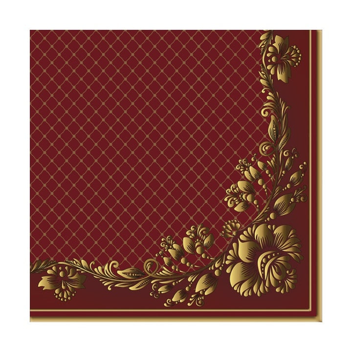 Serwetki do Decoupage - Gold Frame and Net on Crimson - 1 szt | Artmie