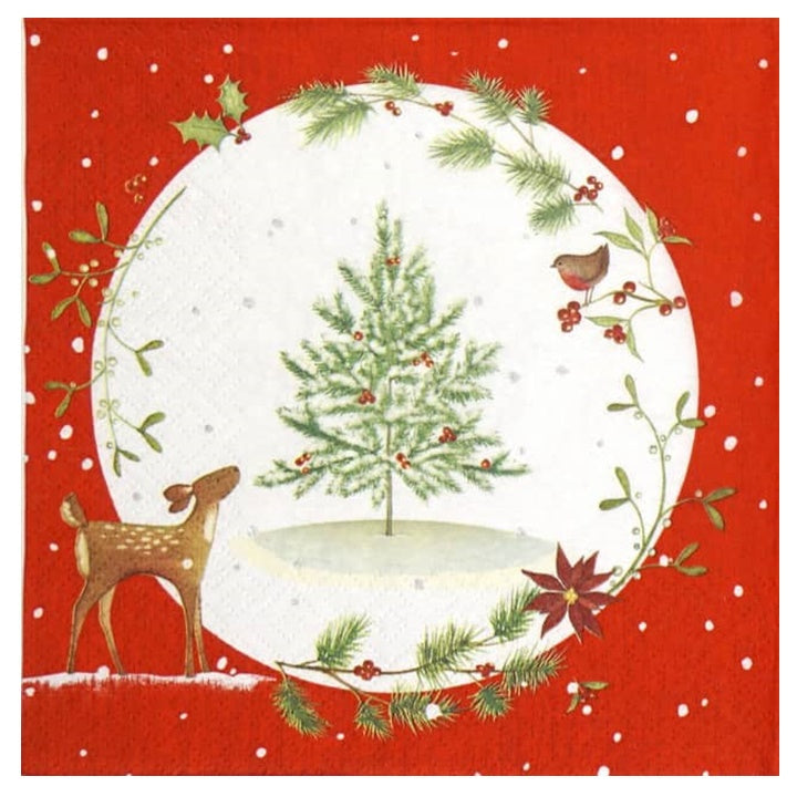 Serwetki do Decoupage - Fawn with Christmas Tree / 1 szt | Artmie