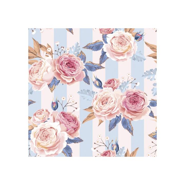 Serwetki do decoupage - Pink Roses on Blue Stripes  - 1szt. | Artmie