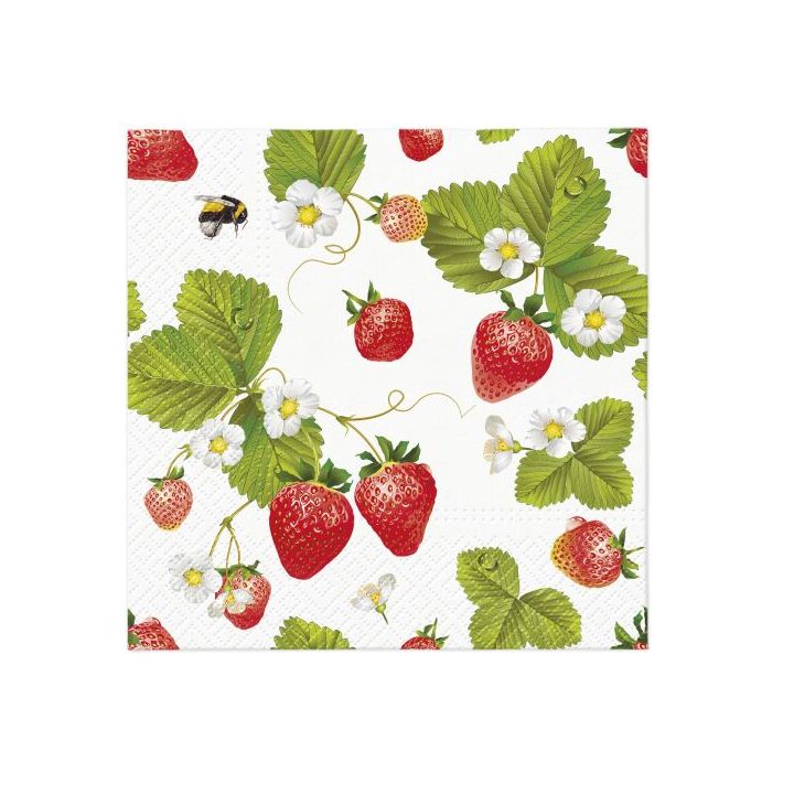 Serwetki do decoupage - Strawberries with Bees  - 1szt. | Artmie