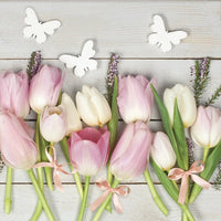 Serwetki do Decoupage White & Pink Tulips on Wood / 1 szt | Artmie