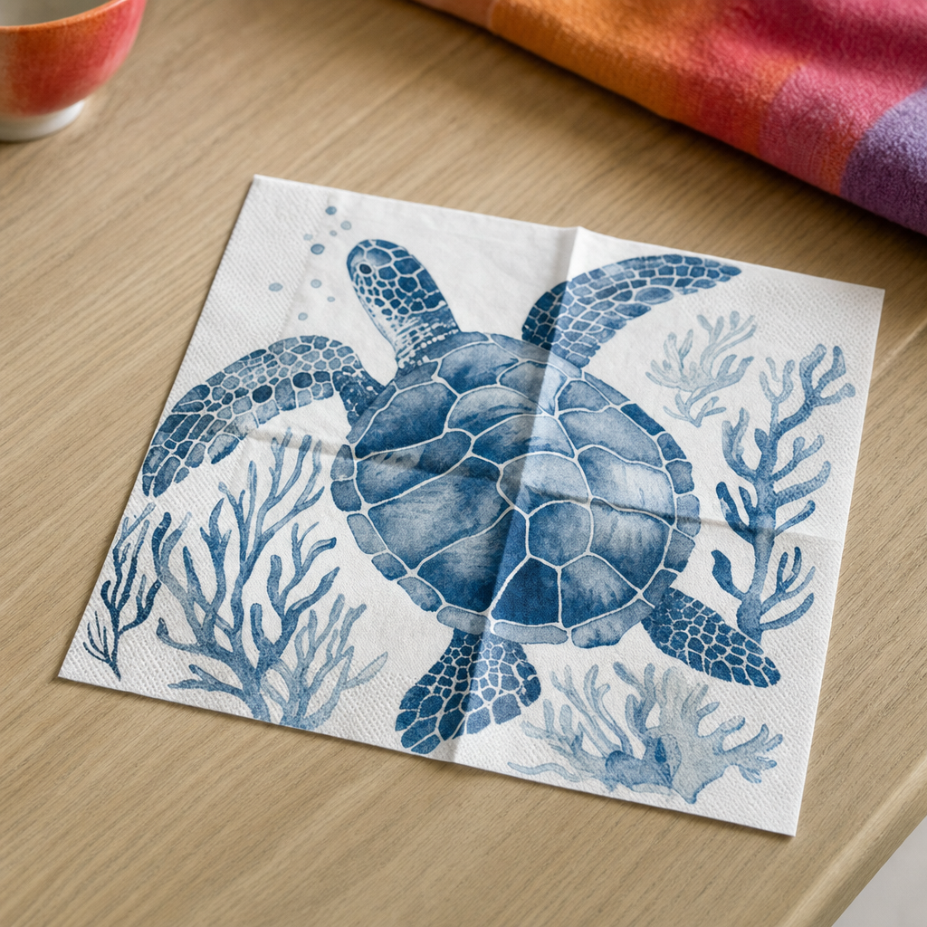 Serwetki do decoupage z motywem zwierząt morskich – żółw morski