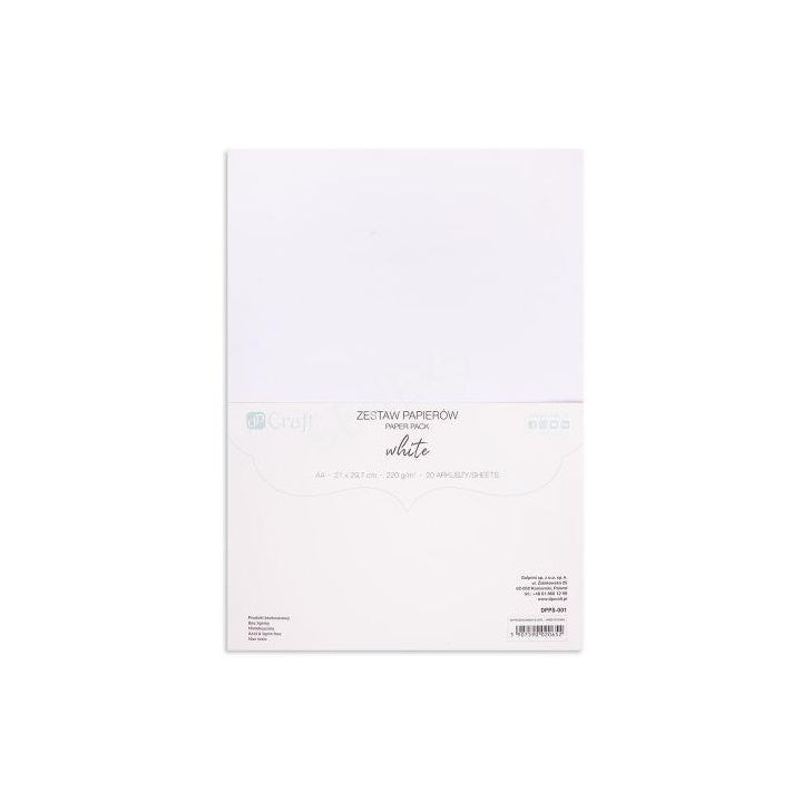 Zestaw kolorowych papierów DP Craft - 20 szt. – biel