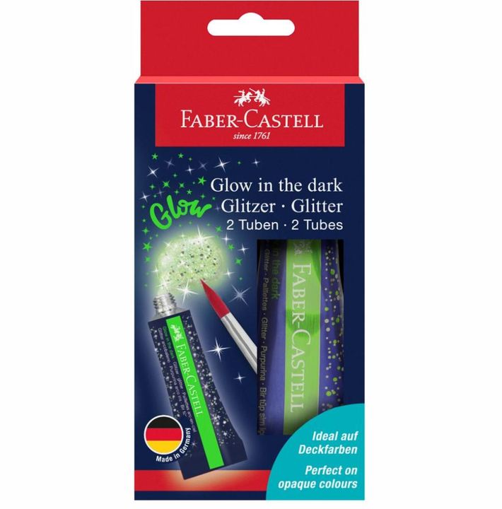 Świecący w ciemności brokat do farb akwarelowych 2 x 12 ml | Artmie