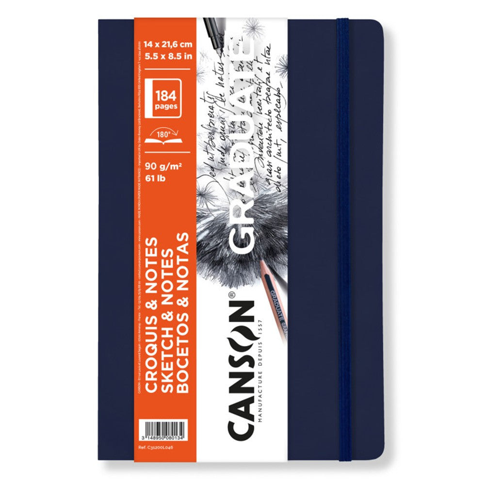 Szkicownik Canson Graduate Art Book 90 g/m², 184 kartki, 14 x 21,6 cm, miękka oprawa, Dark Blue
