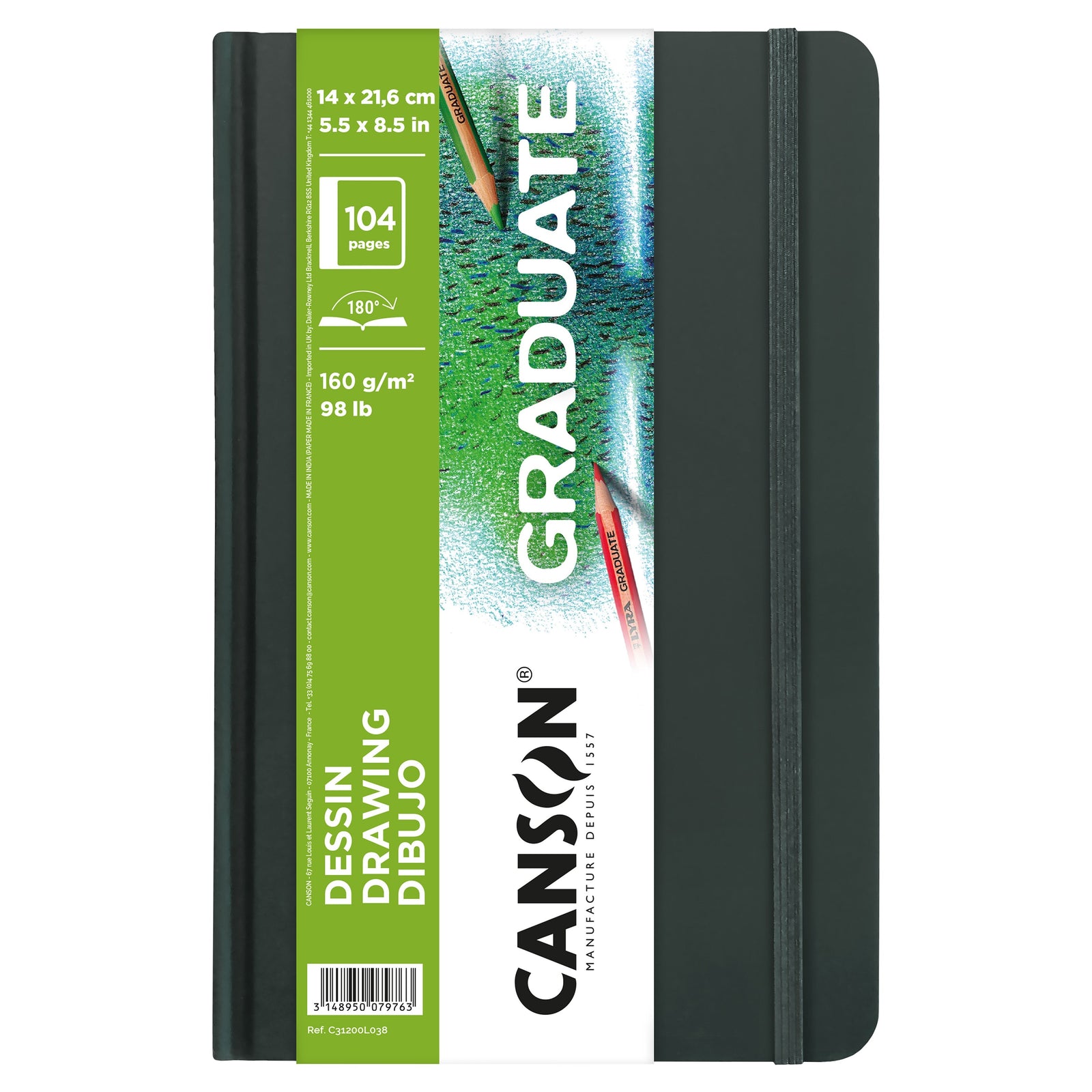 Szkicownik Canson Graduate Art Book Drawing 160 g/m², 104 kartki, 14 x 21,6 cm, twarda oprawa