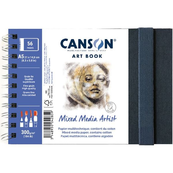 Szkicownik CANSON Mix Media Art Book 300 g 56k 14 x 21 cm w twardej oprawie