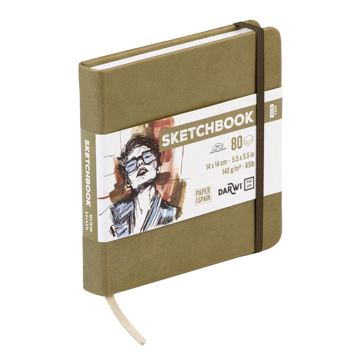 Szkicownik DARWI Khaki 14 x 14 cm, 140 g, 80 arkuszy