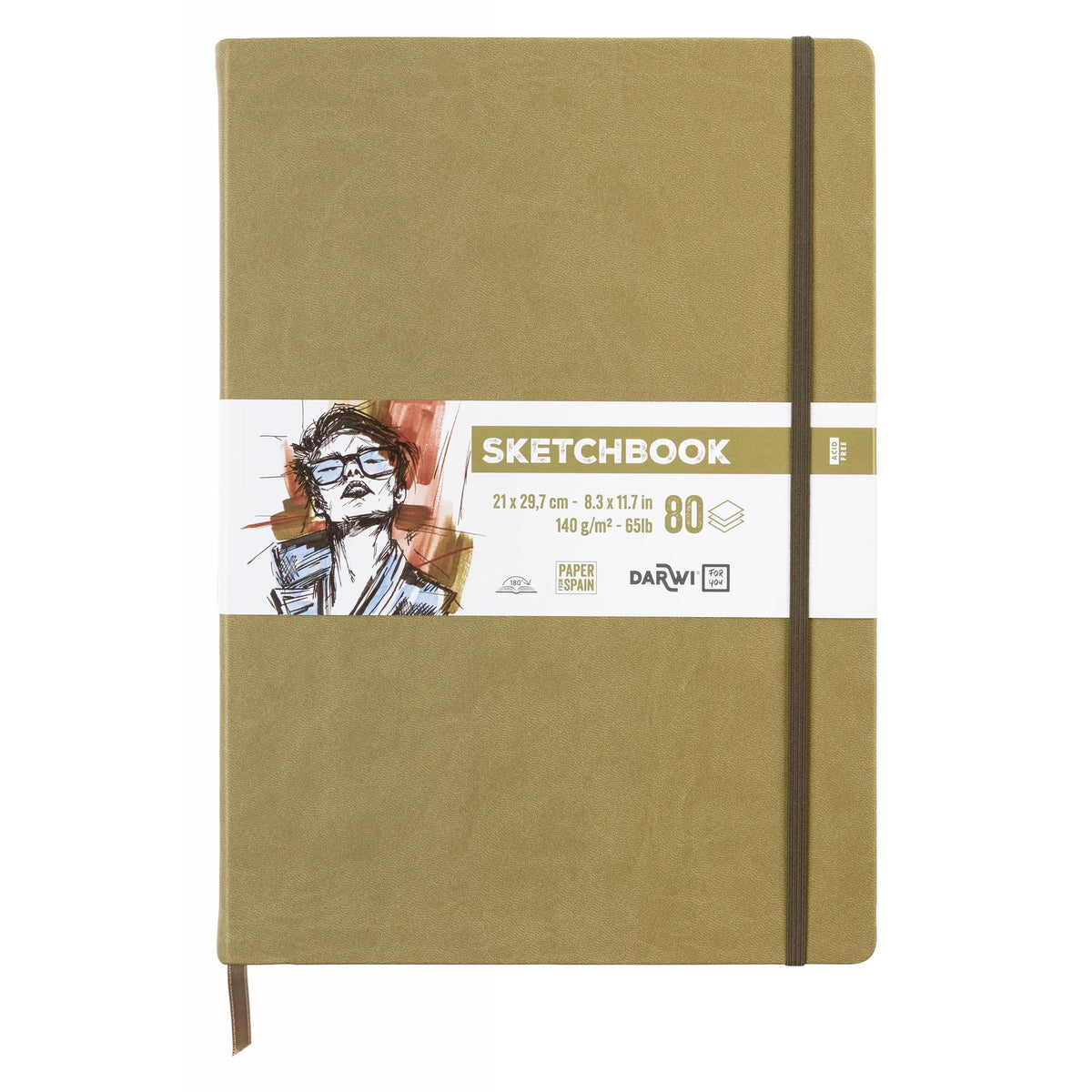 Szkicownik DARWI Khaki A4, 140 g/m², 80 arkuszy