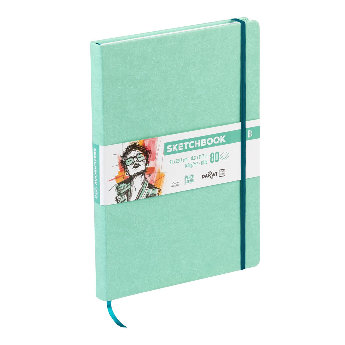Szkicownik DARWI Mint Green A4 140 g/m² - 80 arkuszy
