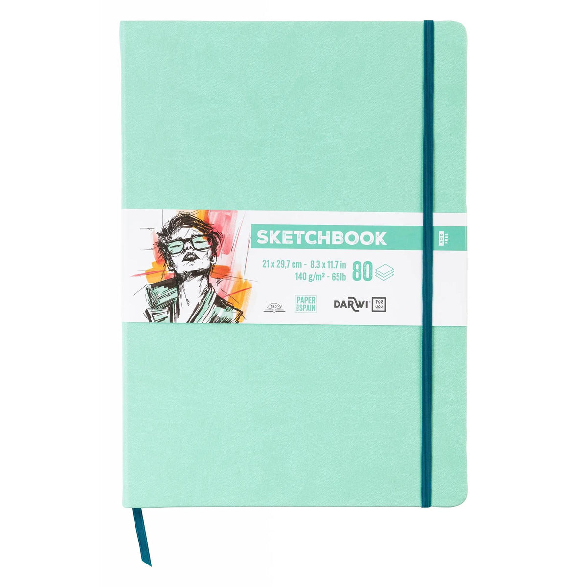 Szkicownik DARWI Mint Green A4 140 g/m² - 80 arkuszy