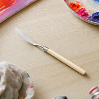 Szpachelka malarska ze stali nierdzewnej z drewnianym trzonkiem – Kształt 3 – wąska szpachelka w kształcie łezki (17 cm)