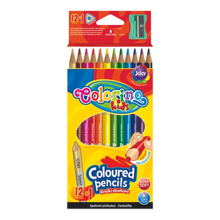 Trójkątne kredki Colorino z temperówką 12 szt. | Artmie