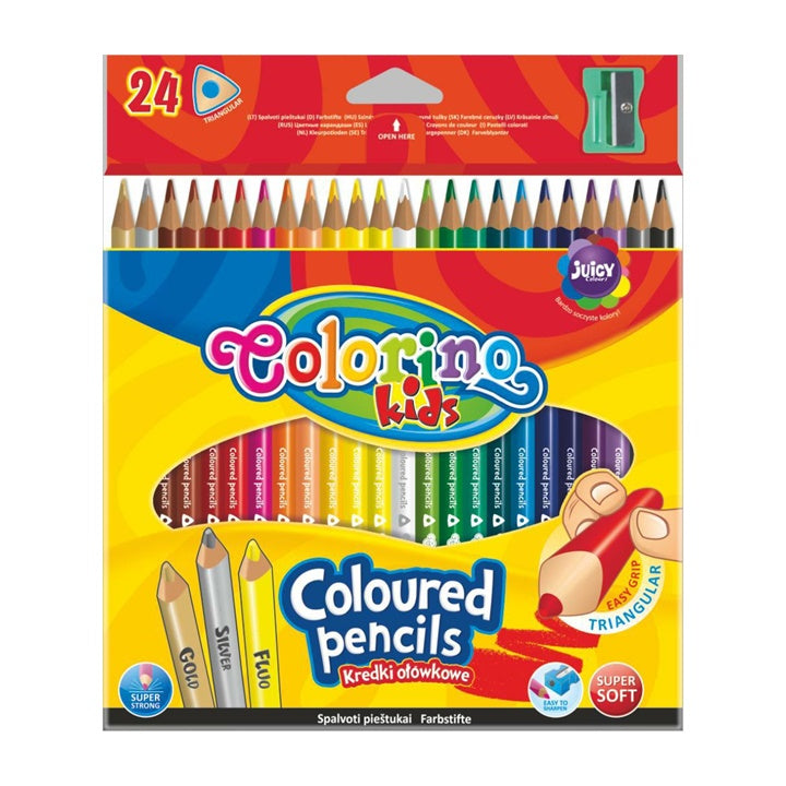 Trójkątne kredki Colorino z temperówką, 24 szt. | Artmie