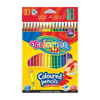 Trójkątne kredki Colorino z temperówką, opakowanie 18 szt. | Artmie