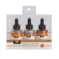 Tusz akrylowy Royal & Langnickel kolory metaliczne 3 x 30 ml | Artmie