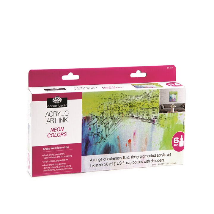 Tusz akrylowy Royal & Langnickel kolory neonowe 6 x 30 ml | Artmie