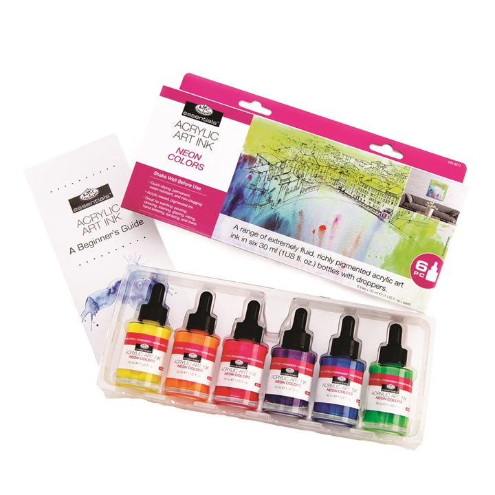 Tusz akrylowy Royal & Langnickel kolory neonowe 6 x 30 ml | Artmie