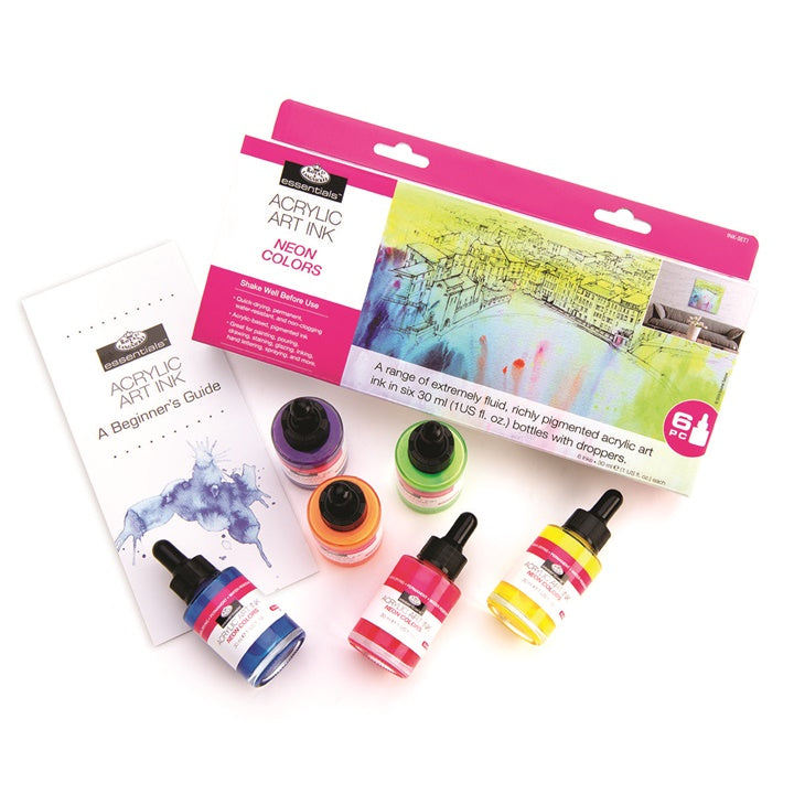 Tusz akrylowy Royal & Langnickel kolory neonowe 6 x 30 ml | Artmie