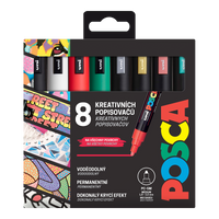 Posca zestaw markerów PC-5M CHRISTMAS, 1,8 - 2,5 mm, kolory świąteczne - 8 szt.