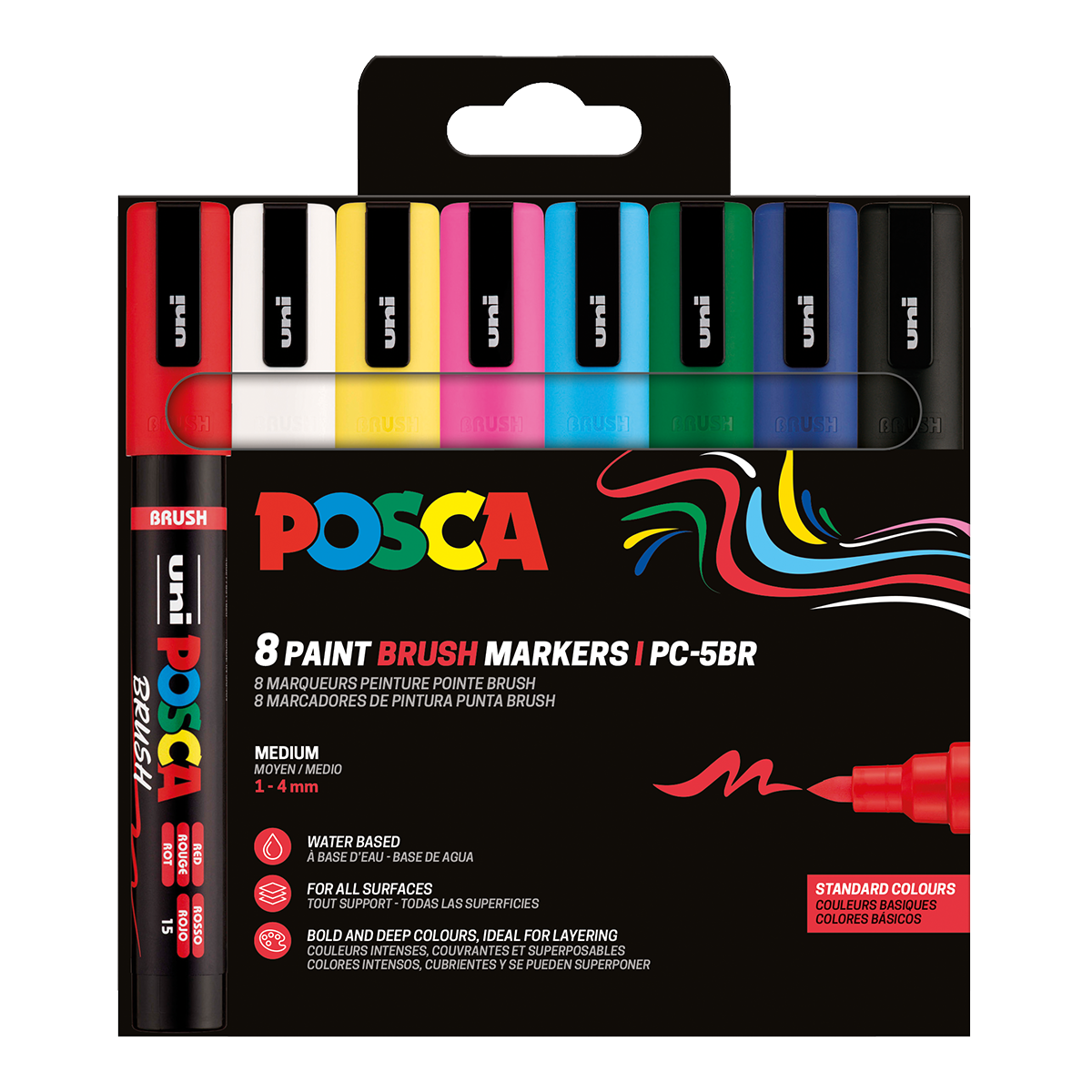 Posca zestaw markerów PC-5BR, 1 – 4 mm, kolory podstawowe – 8 szt.