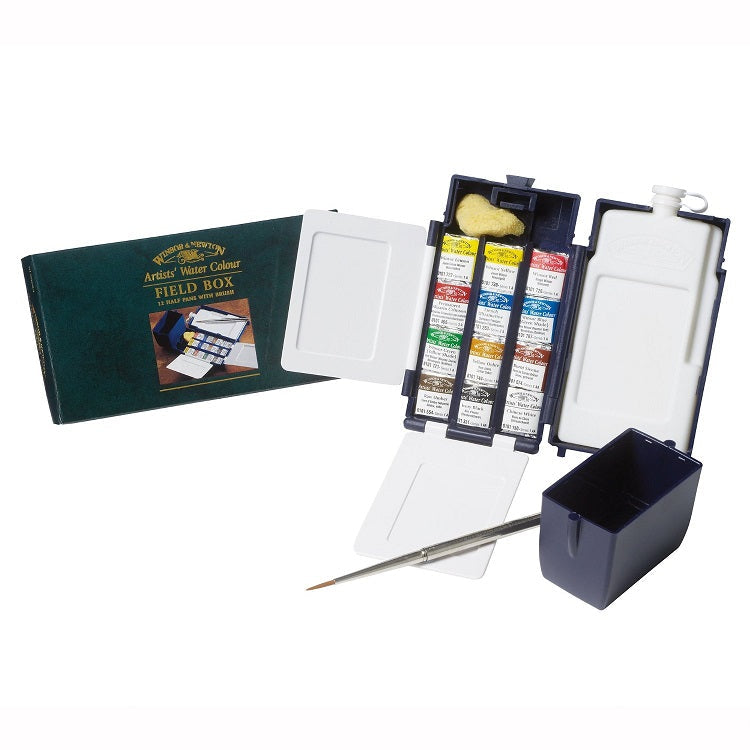 Winsor & Newton Artists Field Box zestaw akwareli 12 kostek | Artmie