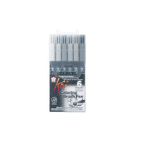 Zestaw 6 pisaków pędzelkowych Koi Coloring Brush Pen Sakura Gray set | Artmie