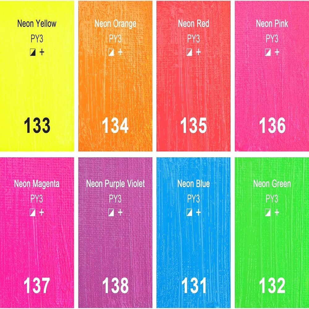 Zestaw 8 neonowych farb akrylowych Phoenix 8 x 21 ml