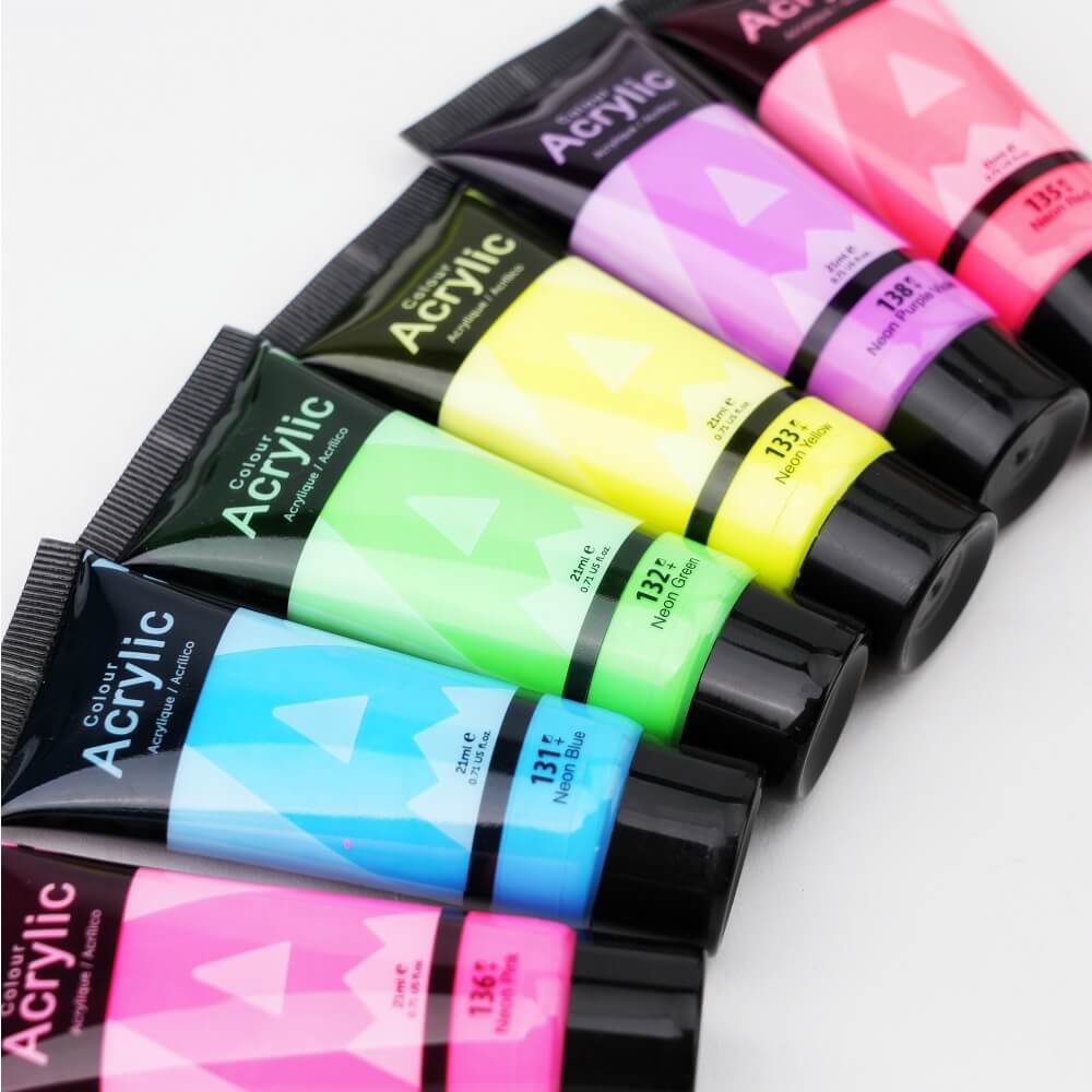 Zestaw 8 neonowych farb akrylowych Phoenix 8 x 21 ml