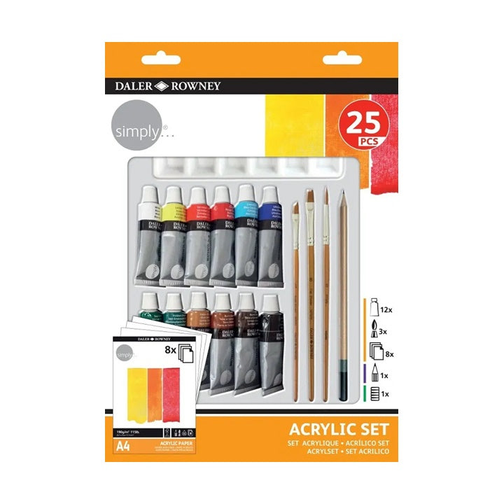 Zestaw akrylowy Daler Rowney z akcesoriami 25 szt. | Artmie